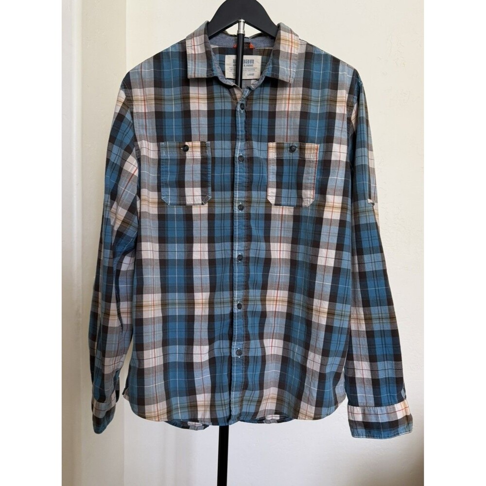 Urban Pipeline MaxFlex Men’s L Plaid Long Sleeve Button Up Shirt Pockets